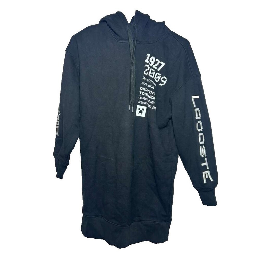 Lacoste Minecraft Pullover Jacket Women Size 34 Small Black Sweatshirt Hoodie